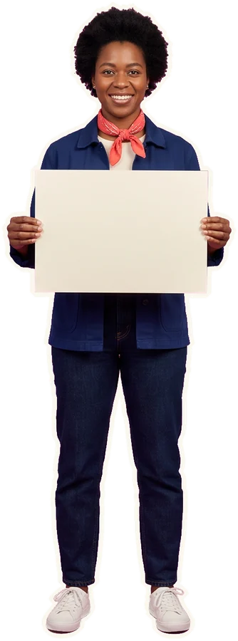The director holds up a blank storyboard card