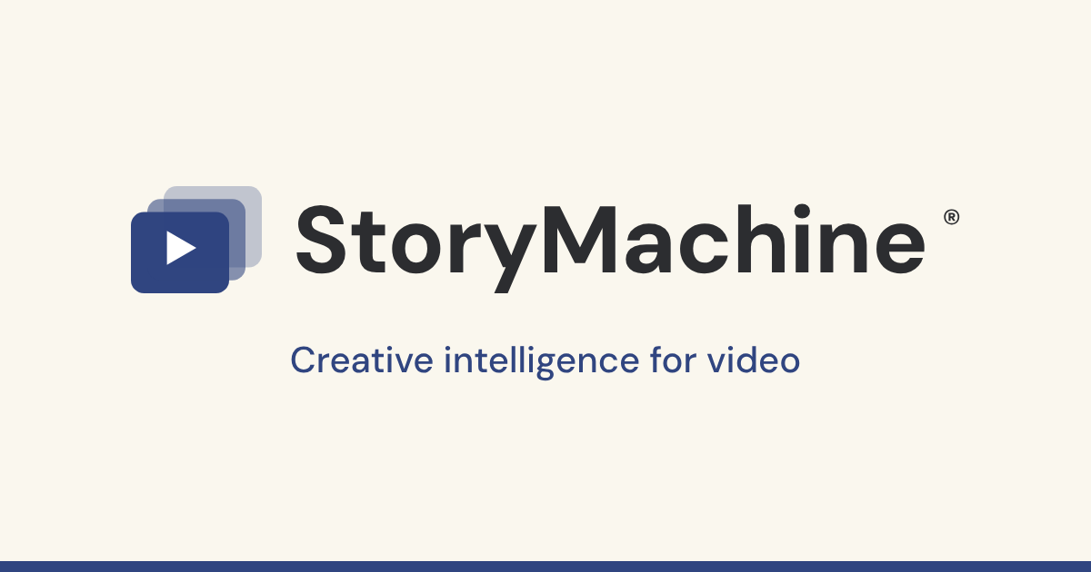 The StoryMachine logo with the line: Creative intelligence for video