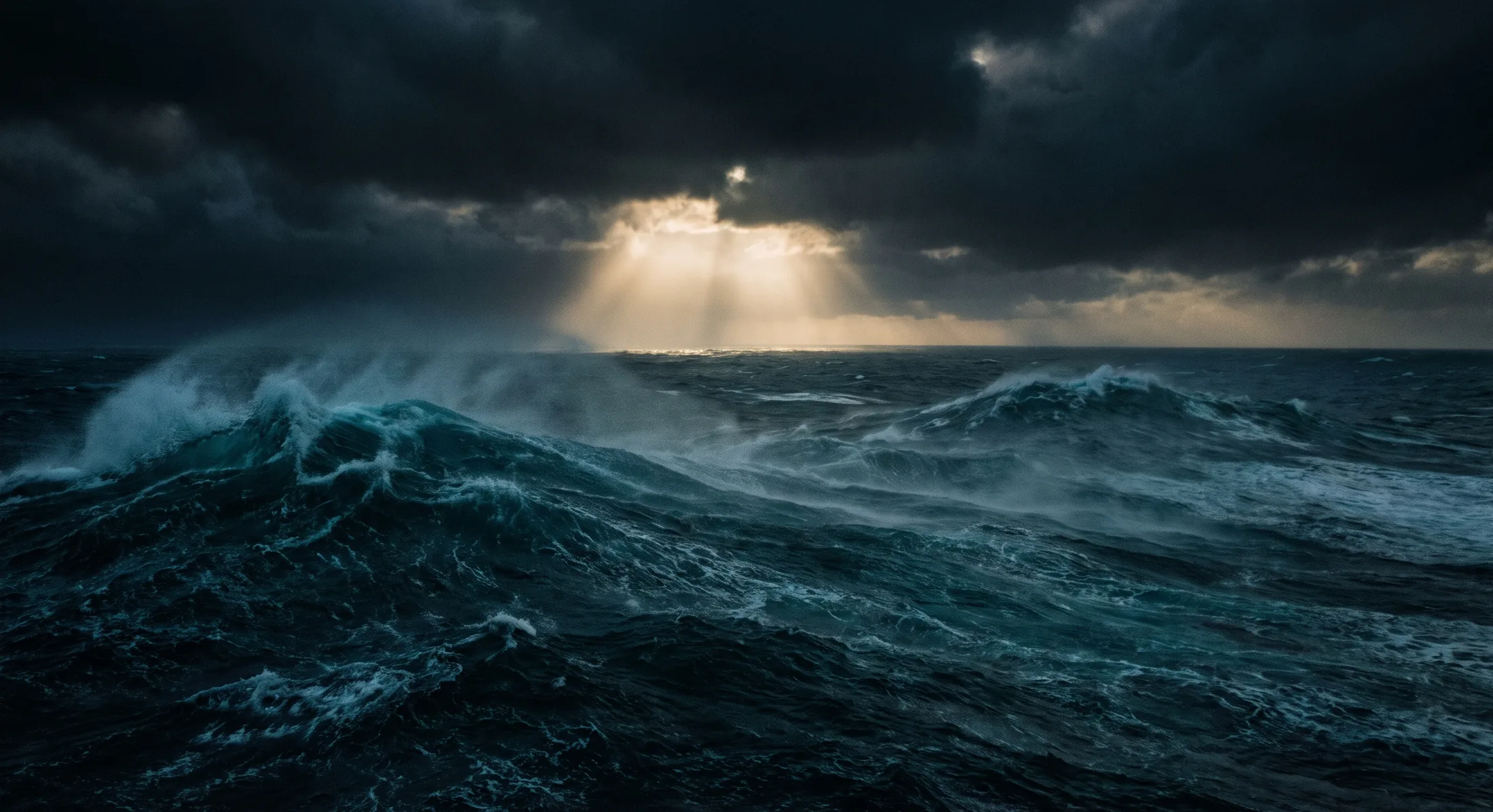 A storm sea at night