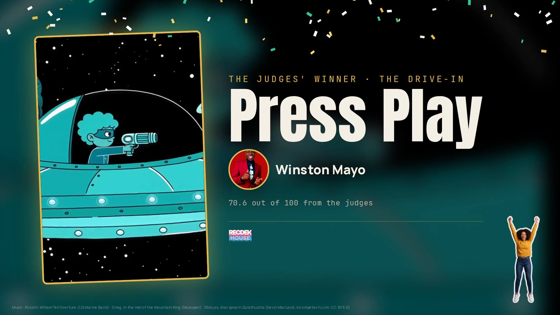 Press Play by Winston Mayo, winner of The Drive-In · RecDek House